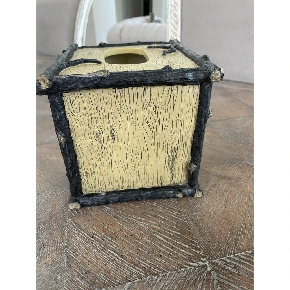 Saranac Lodge Cabin Vanity Wilderness Tissue Cube Cover Heavy Resin